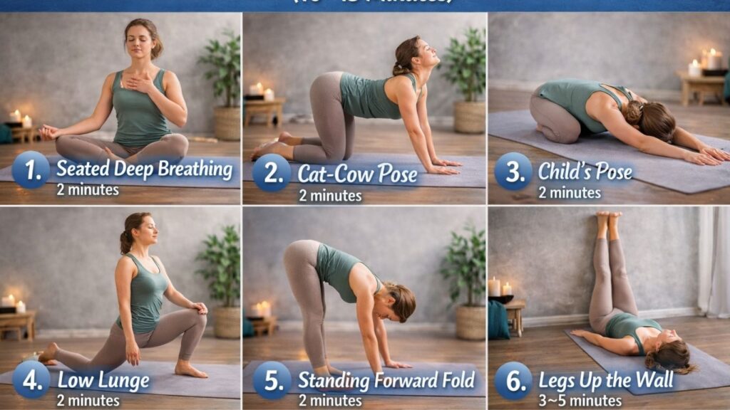 Simple Yoga Breathing Flow for Anxiety Relief (10–15 Minutes)